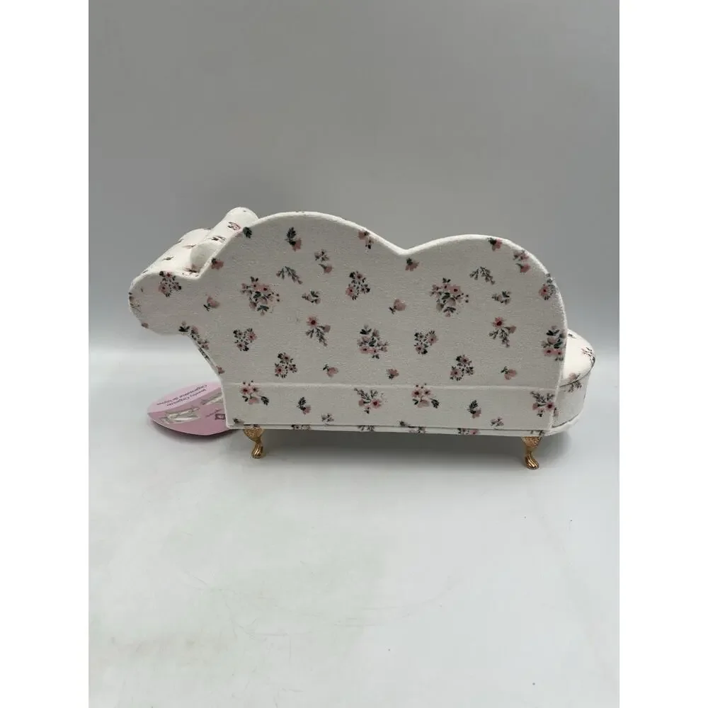 NWT Mini Floral Sofa Couch Chaise Jewelry Box Organizer 11”x6”